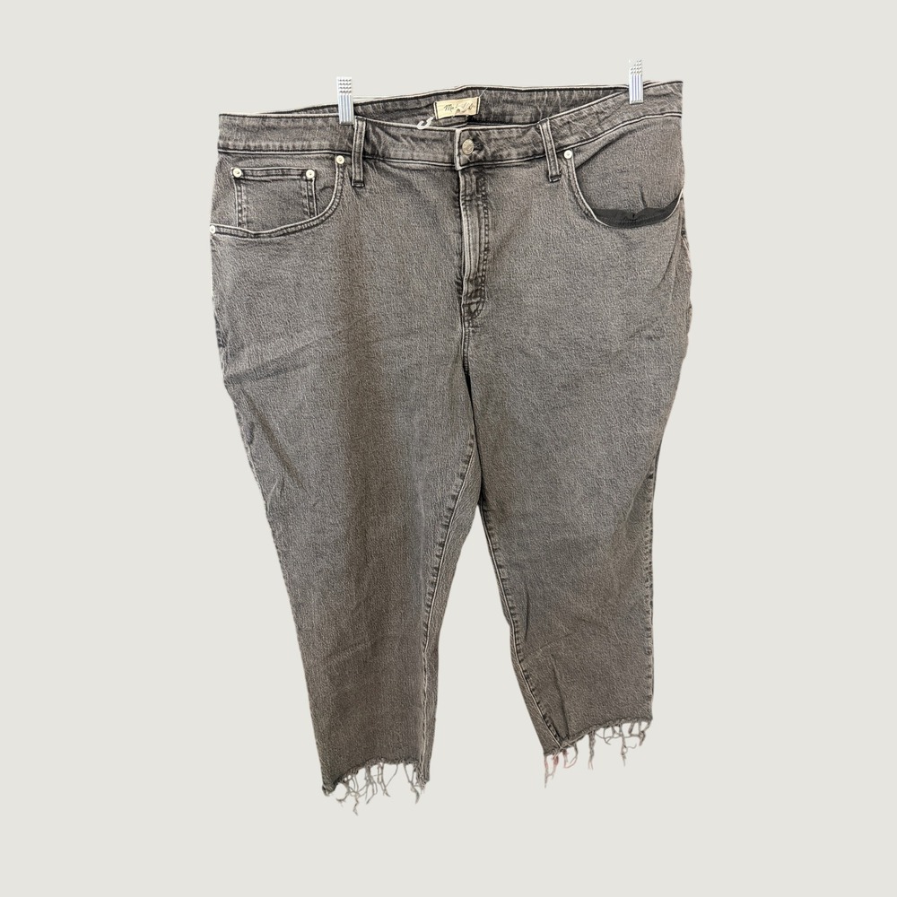Madewell Curvy Perfect Vintage Straight Jeans Womens 26W Gray Raw Hem Denim